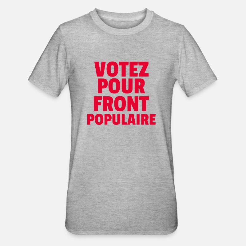 Front populaire - élections législatives 2024 - T-shirt polycoton Unisexe - gris chiné