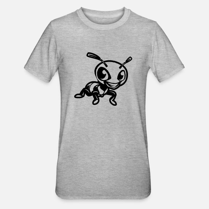 ameise comic - Unisex Polycotton T-Shirt - Grau meliert