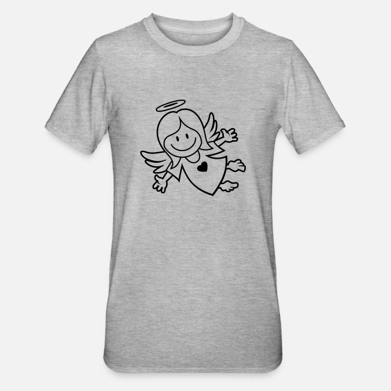 vl064a_engel2_1c - Unisex Polycotton T-Shirt - Grau meliert
