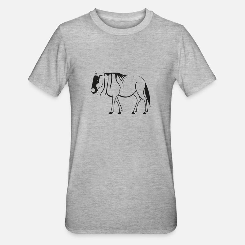 Piktogramm Gnu - Unisex Polycotton T-Shirt - Grau meliert