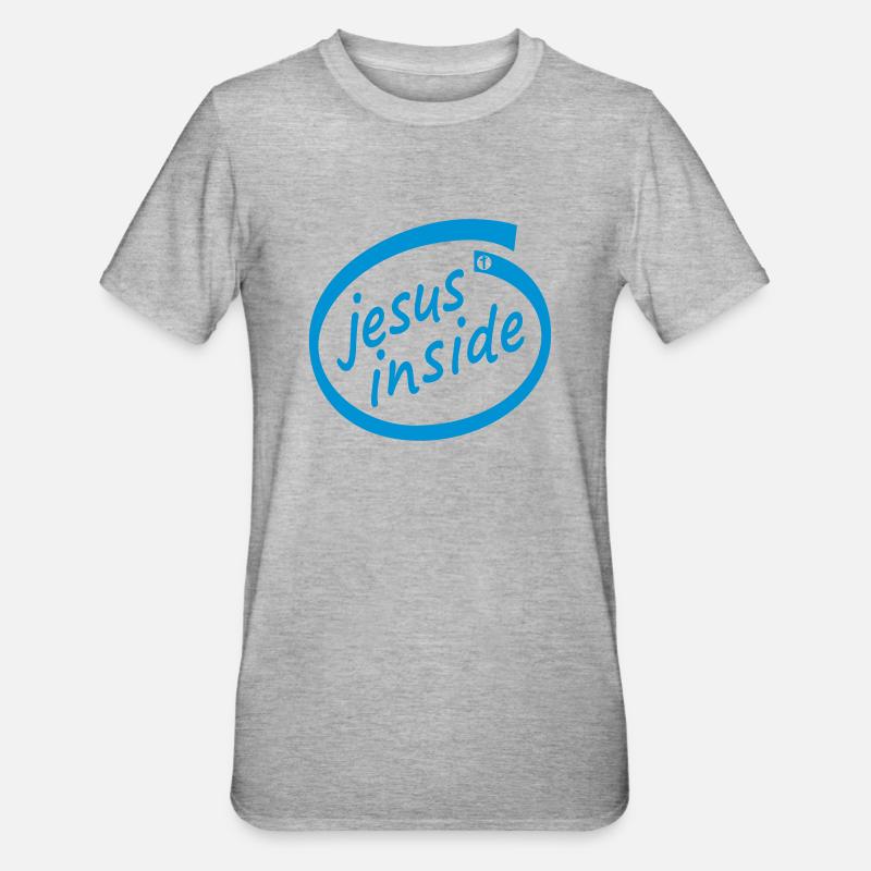 jesus inside - Nerd - Jesus4m3 - Unisex Polycotton T-Shirt - Grau meliert