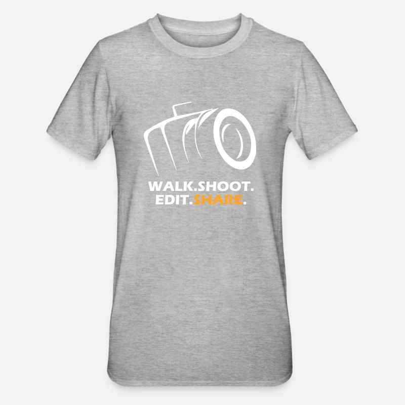 Walk Shoot Edit Share - Unisex Polycotton T-Shirt - heather grey