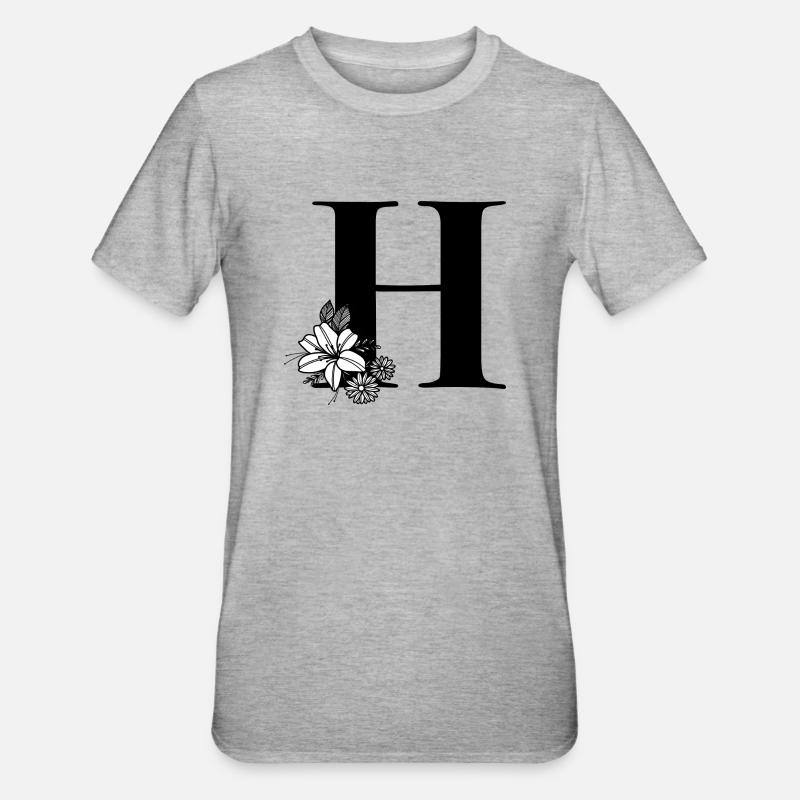 Buchstabe H - Unisex Polycotton T-Shirt - Grau meliert