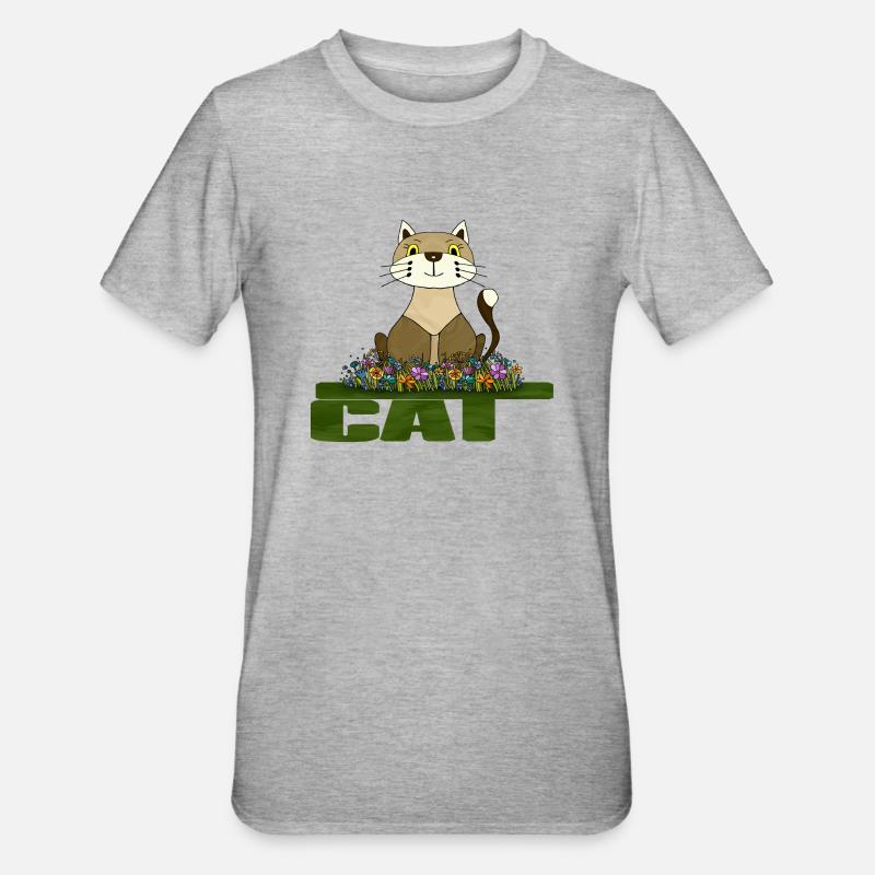 Cat - Unisex Polycotton T-Shirt - heather grey