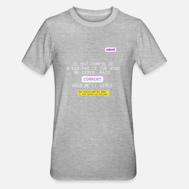 C'est qui compte, pas quoi mais comment. - T-shirt polycoton Unisexe - gris chiné