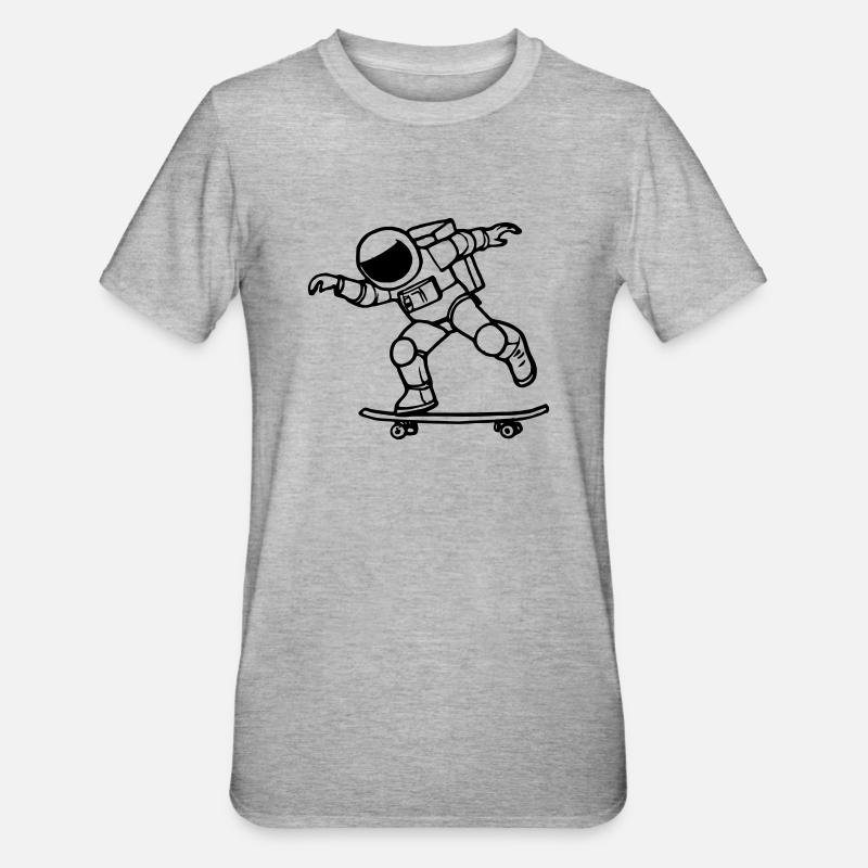 Astronaut rides skateboard space astronauts - Unisex Polycotton T-Shirt - heather grey
