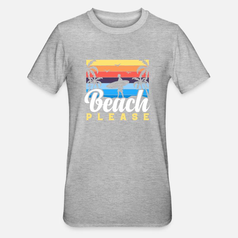 BEACH PLEASE - Unisex Polycotton T-Shirt - Grau meliert