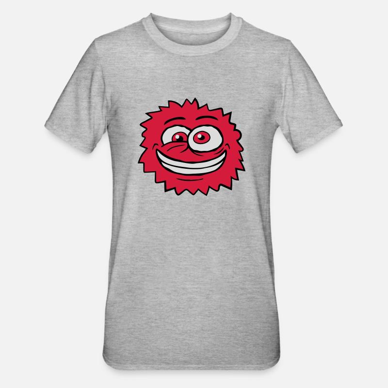 Monster verrücktes Comic Gesicht - Unisex Polycotton T-Shirt - Grau meliert
