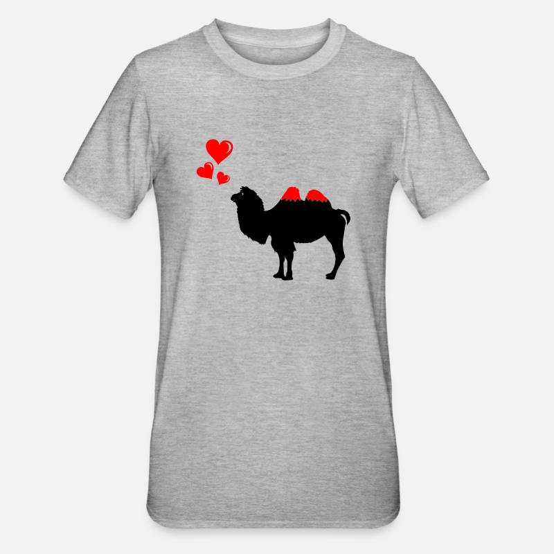 verliebtes kamel - Unisex Polycotton T-Shirt - Grau meliert