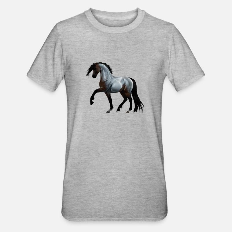 Ramirez - Pferd, laufend - Unisex Polycotton T-Shirt - Grau meliert