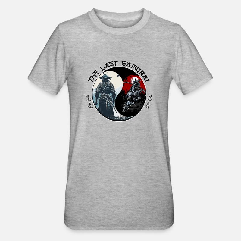 ying yang samurai - T-shirt polycoton Unisexe - gris chiné