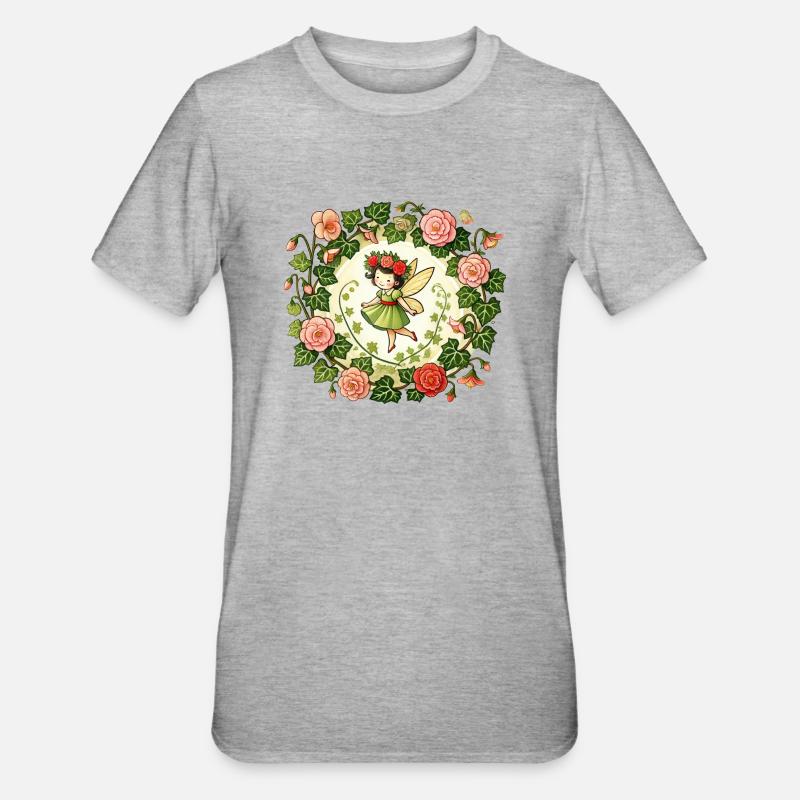 Blume Garten Fee - Unisex Polycotton T-Shirt - Grau meliert