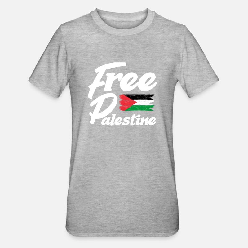 Drapeau de la Palestine - T-shirt polycoton Unisexe - gris chiné
