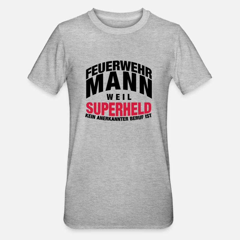 Feuerwehrmann - Unisex Polycotton T-Shirt - Grau meliert