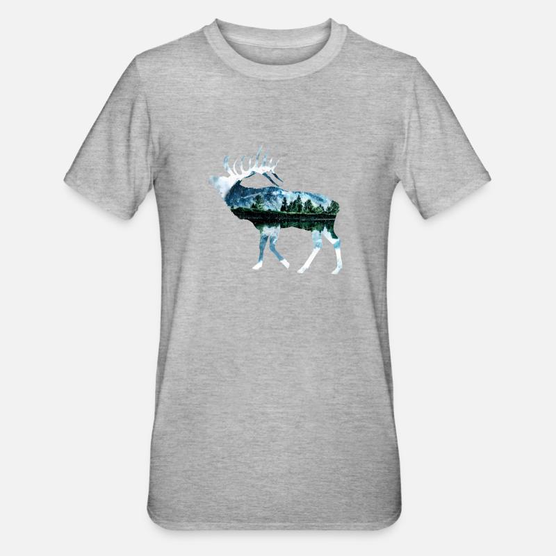 Elch - Unisex Polycotton T-Shirt - Grau meliert