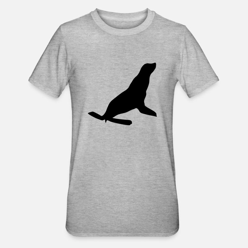 see robbe silhouette seehund - Unisex Polycotton T-Shirt - Grau meliert