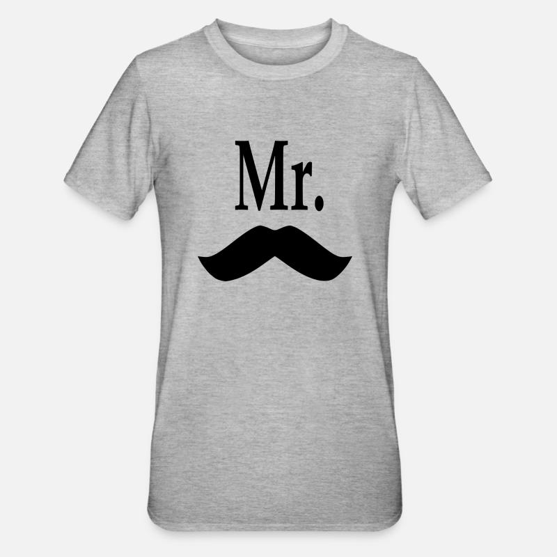 Herr Schnurrbart. - Unisex Polycotton T-Shirt - Grau meliert