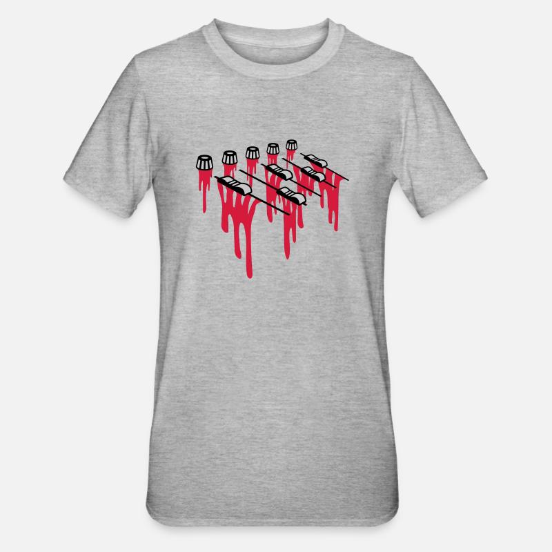 Blut Tropfen Mischpult - Unisex Polycotton T-Shirt - Grau meliert
