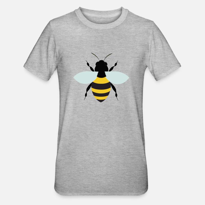Bee Illustration Gift Idea - Unisex Polycotton T-Shirt - heather grey