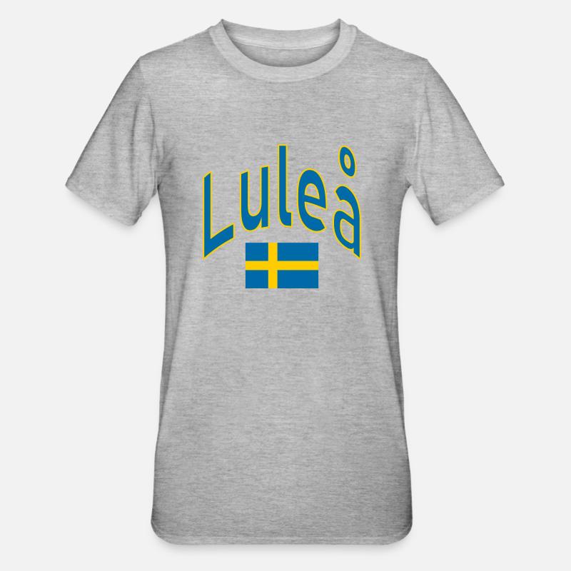 Luleå schweden flagge - Unisex Polycotton T-Shirt - Grau meliert
