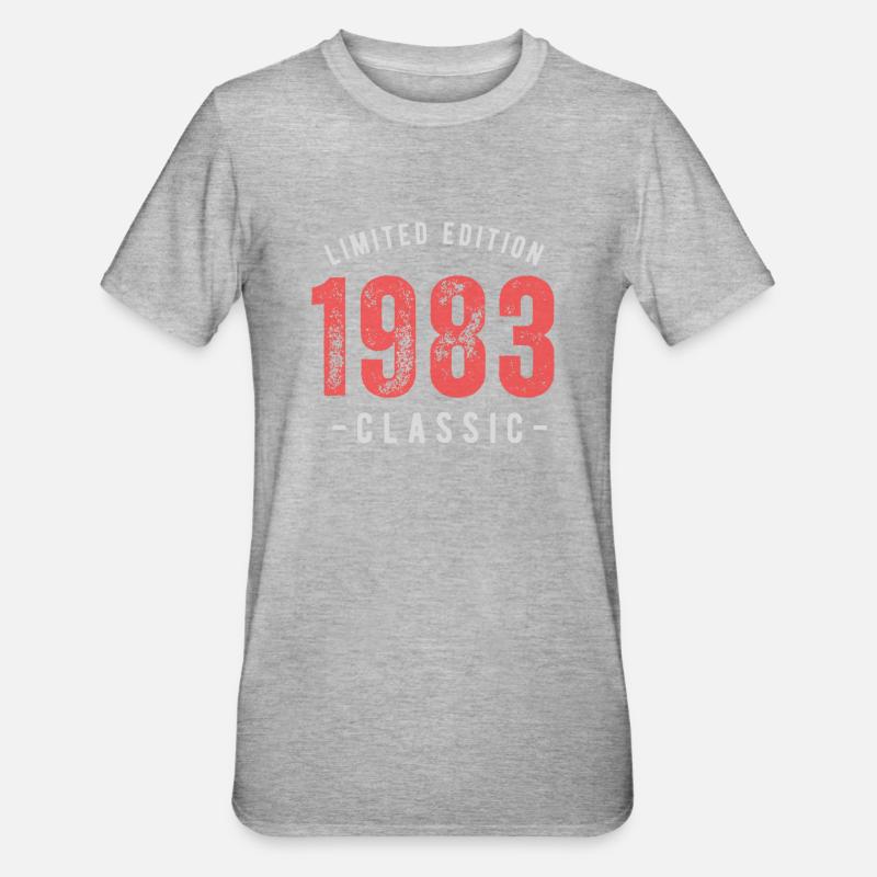 Geburtsdatum 1983 - Unisex Polycotton T-Shirt - Grau meliert