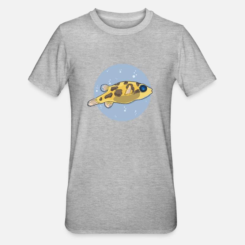 Pea Puffer ,puffer, kugelfisch - Unisex Polycotton T-Shirt - Grau meliert