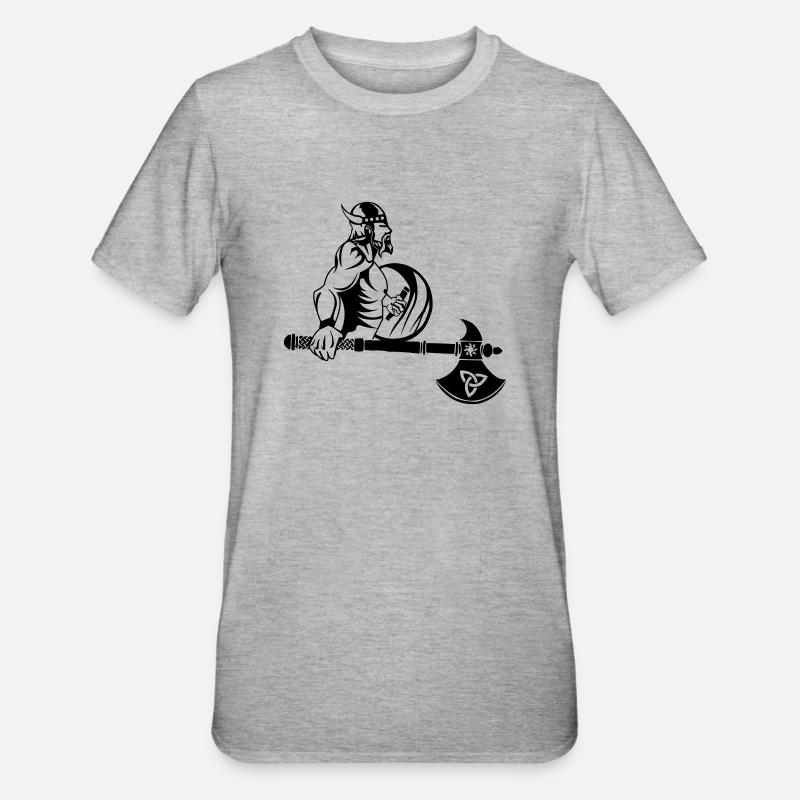 wikinger axt - Unisex Polycotton T-Shirt - Grau meliert
