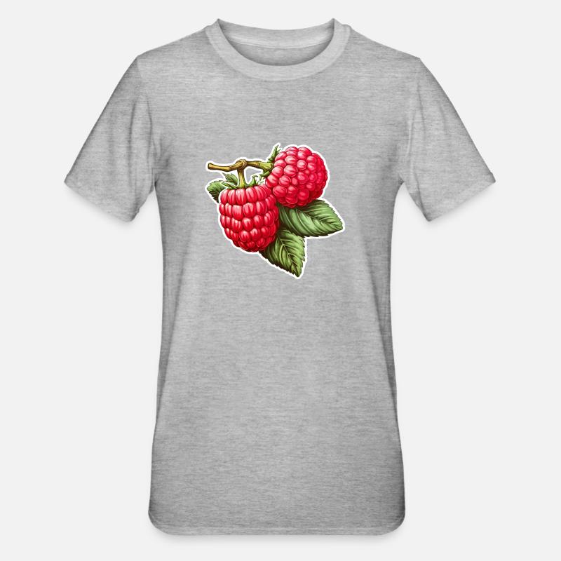 Framboise Double Fruit - T-shirt polycoton Unisexe - gris chiné