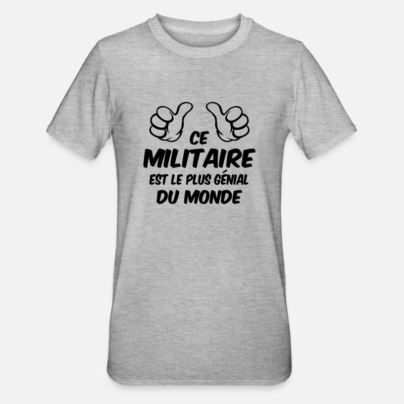 MEILLEUR MILITAIRE - T-shirt polycoton Unisexe - gris chiné