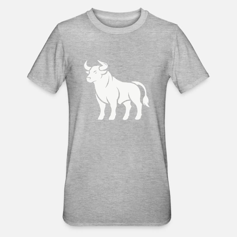 stier - Unisex Polycotton T-Shirt - Grau meliert