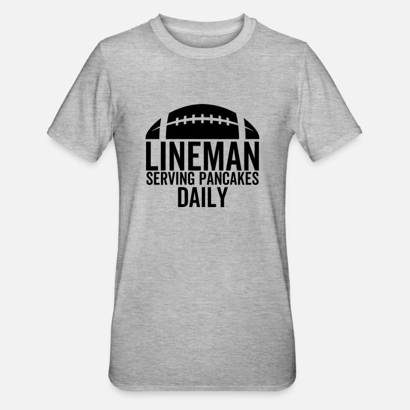 Lineman serviert täglich Pfannkuchen - Unisex Polycotton T-Shirt - Grau meliert