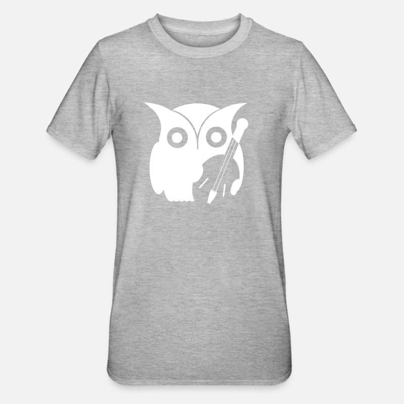 Eule mit Instrument - Unisex Polycotton T-Shirt - Grau meliert