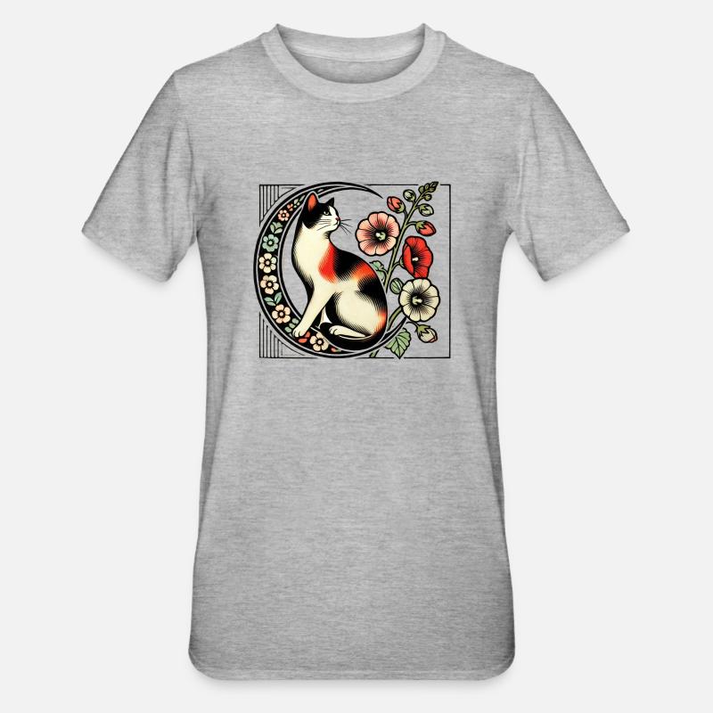 Chat calicot - T-shirt polycoton Unisexe - gris chiné