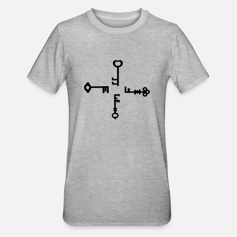 Vier Schlüssel - Unisex Polycotton T-Shirt - Grau meliert