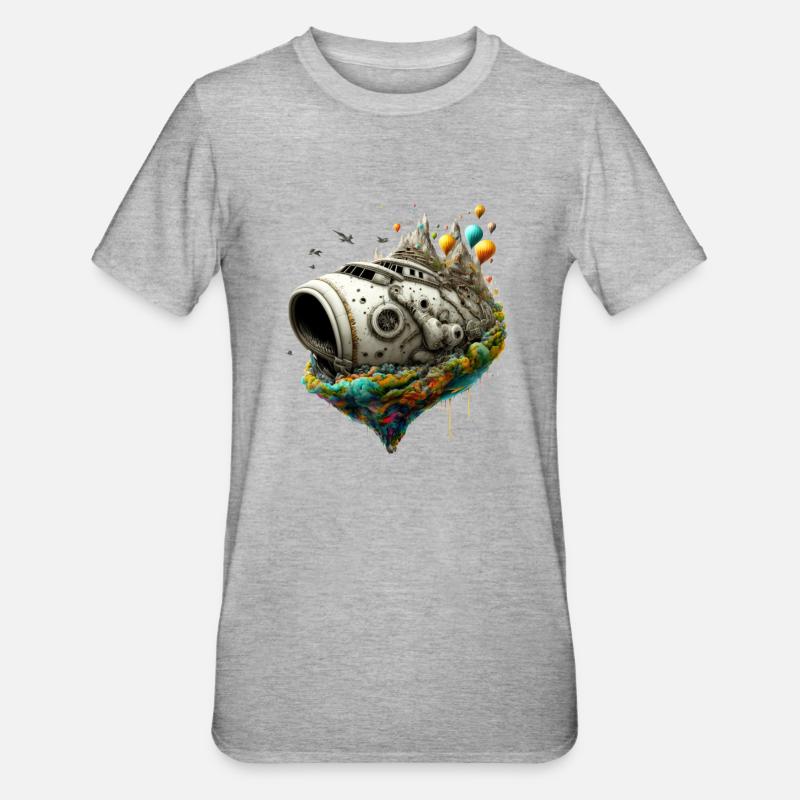 Micro World - Schiff - Unisex Polycotton T-Shirt - Grau meliert