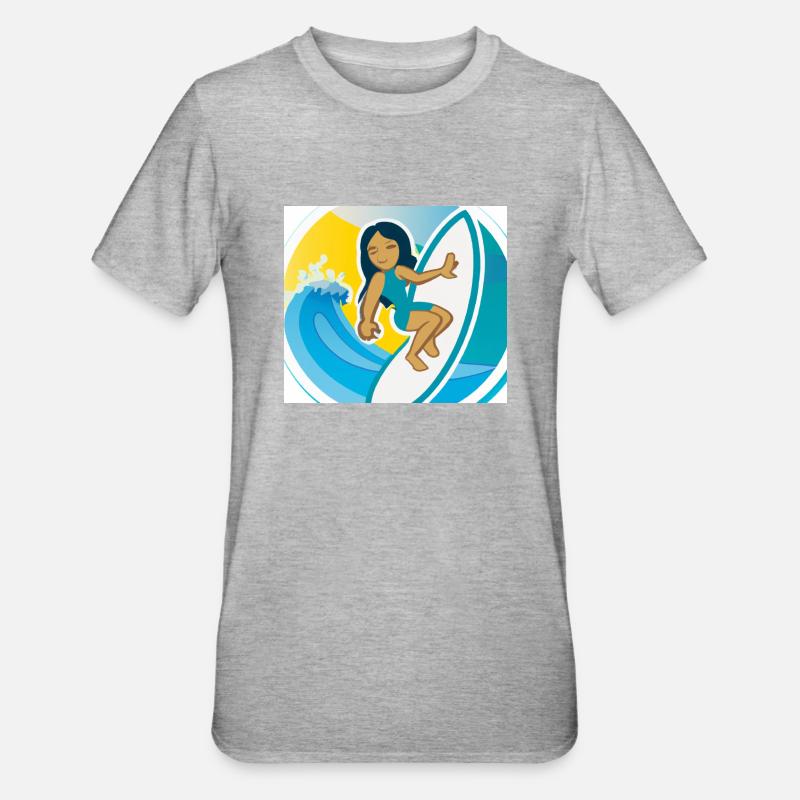 Sticker surf fun - T-shirt polycoton Unisexe - gris chiné