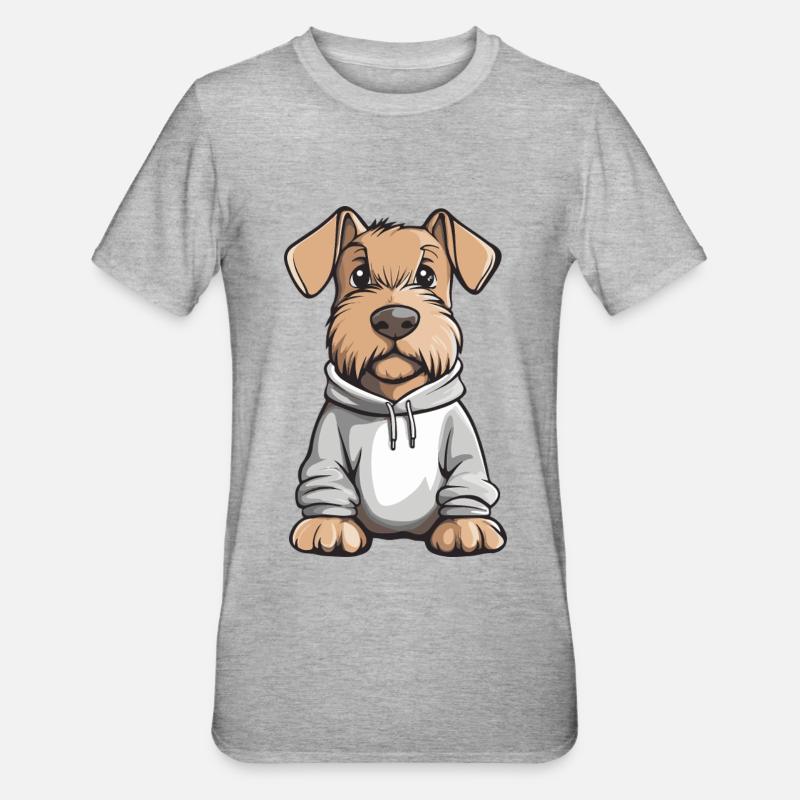 Airedale Terrier Chien Drôle - T-shirt polycoton Unisexe - gris chiné