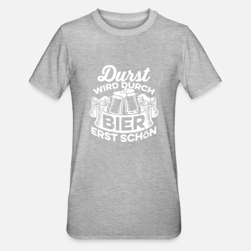 Bier - Durst - Unisex Polycotton T-Shirt - Grau meliert