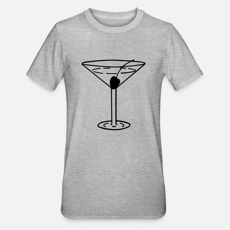 Martini mit Olive - Unisex Polycotton T-Shirt - Grau meliert
