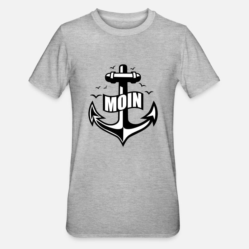 106 MOIN Anker Möwen - Unisex Polycotton T-Shirt - Grau meliert