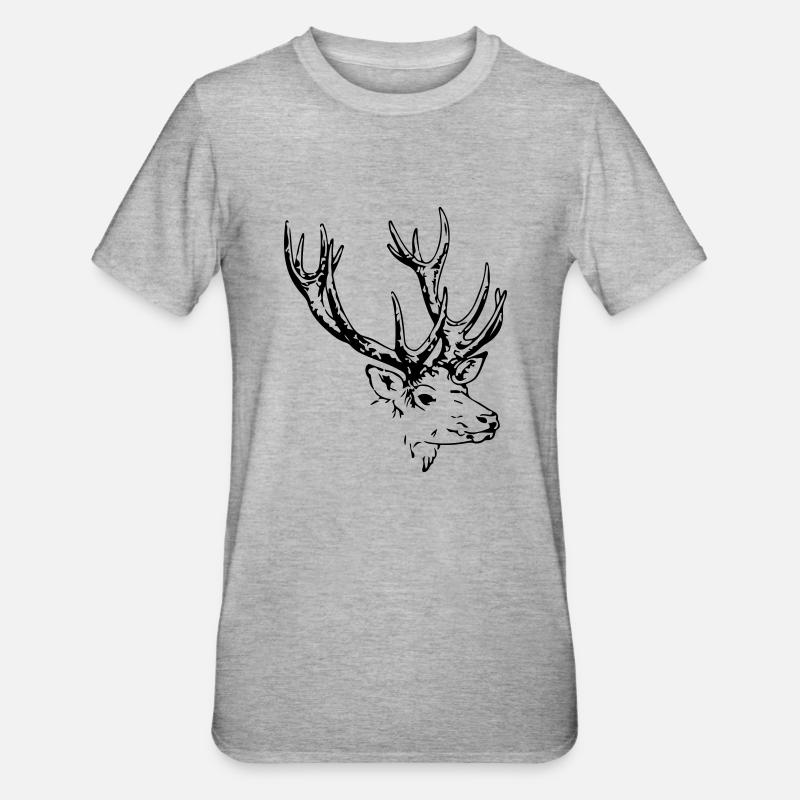 hirsch - Unisex Polycotton T-Shirt - Grau meliert