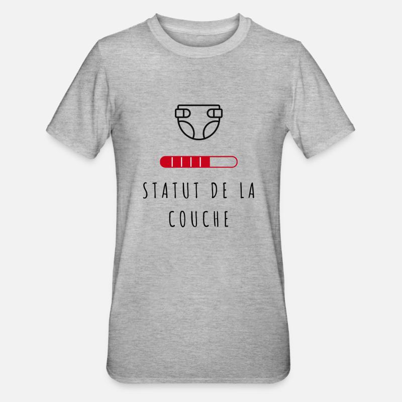 Statut de la couche / humour bébé - T-shirt polycoton Unisexe - gris chiné
