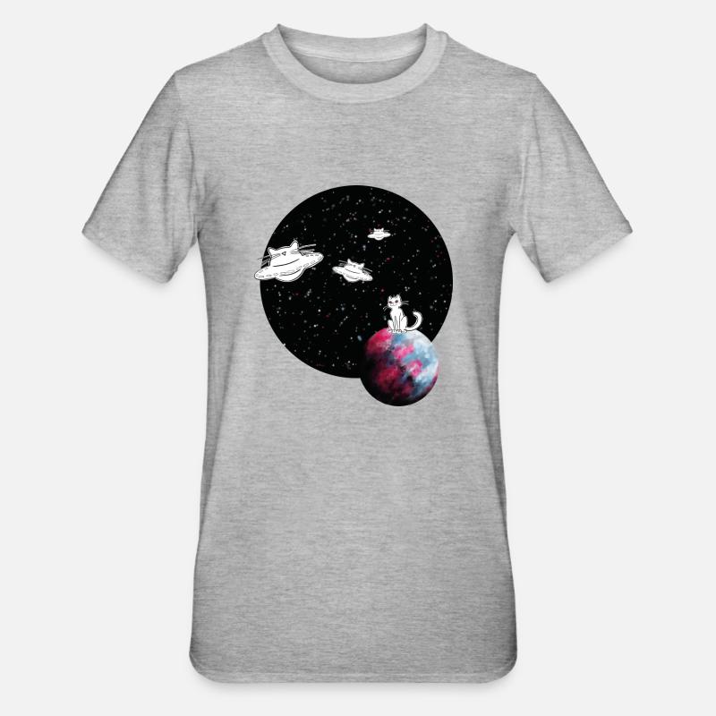 spacecat - Chat de l’espace - T-shirt polycoton Unisexe - gris chiné