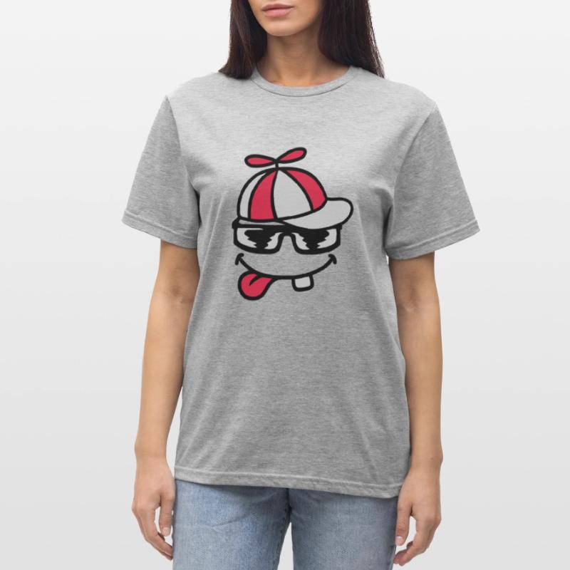 Comic Face Propeller Cap Éolienne T-shirt polycoton Unisexe