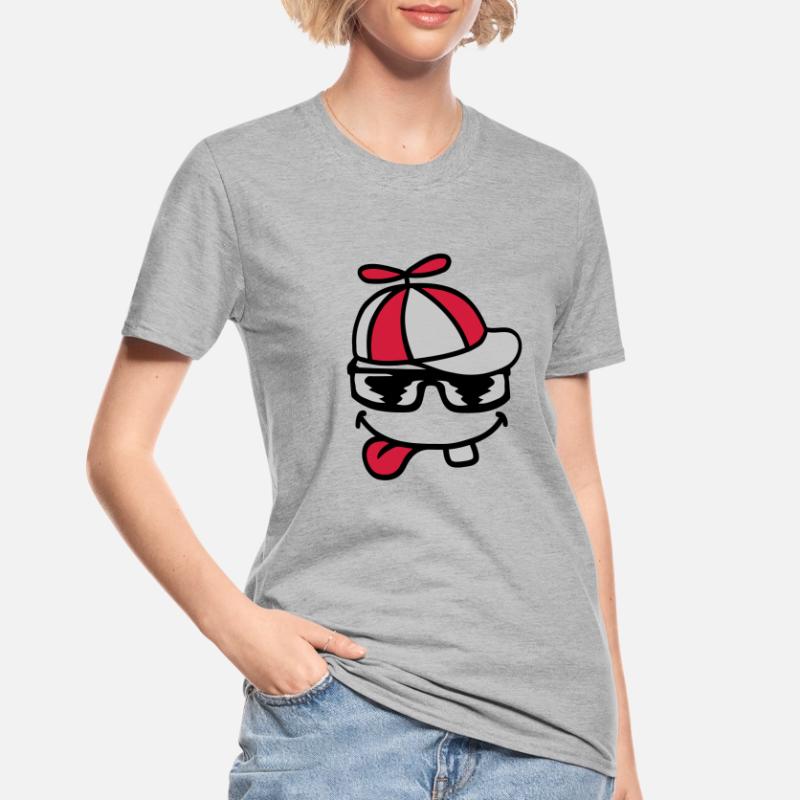 Comic Face Propeller Cap Éolienne T-shirt polycoton Unisexe