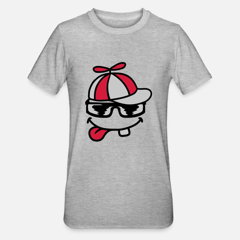 Comic Face Propeller Cap Éolienne - T-shirt polycoton Unisexe - gris chiné