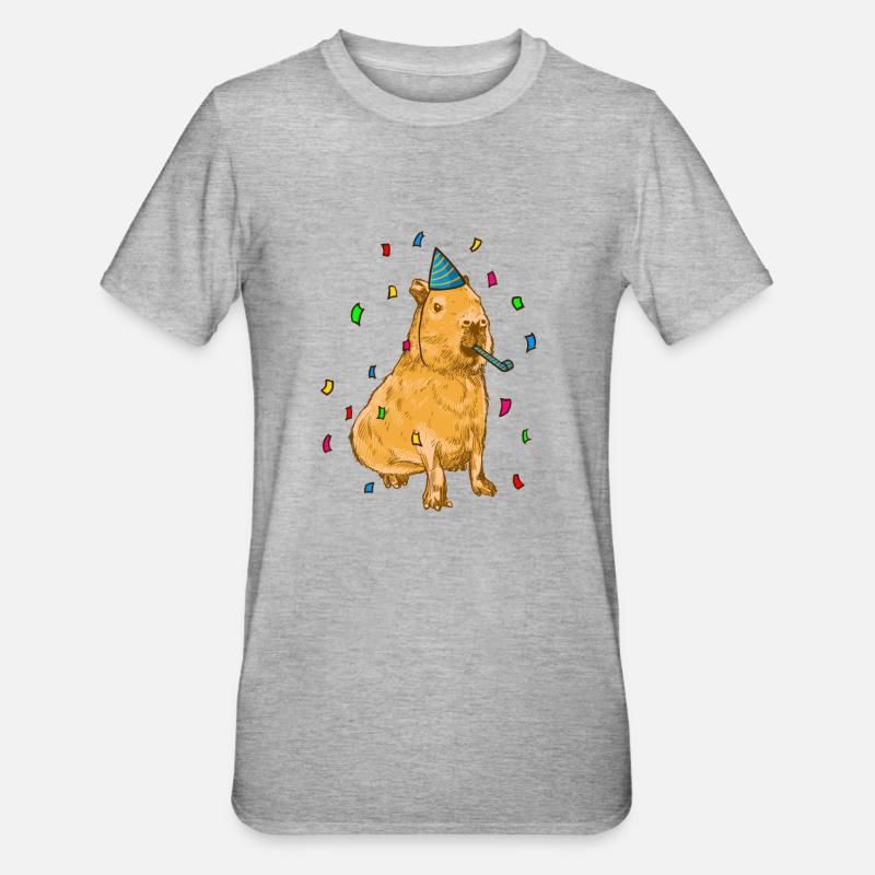 Anniversaire de Capybara - T-shirt polycoton Unisexe - gris chiné