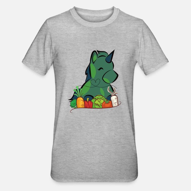 Veggie Einhorn - Unisex Polycotton T-Shirt - Grau meliert
