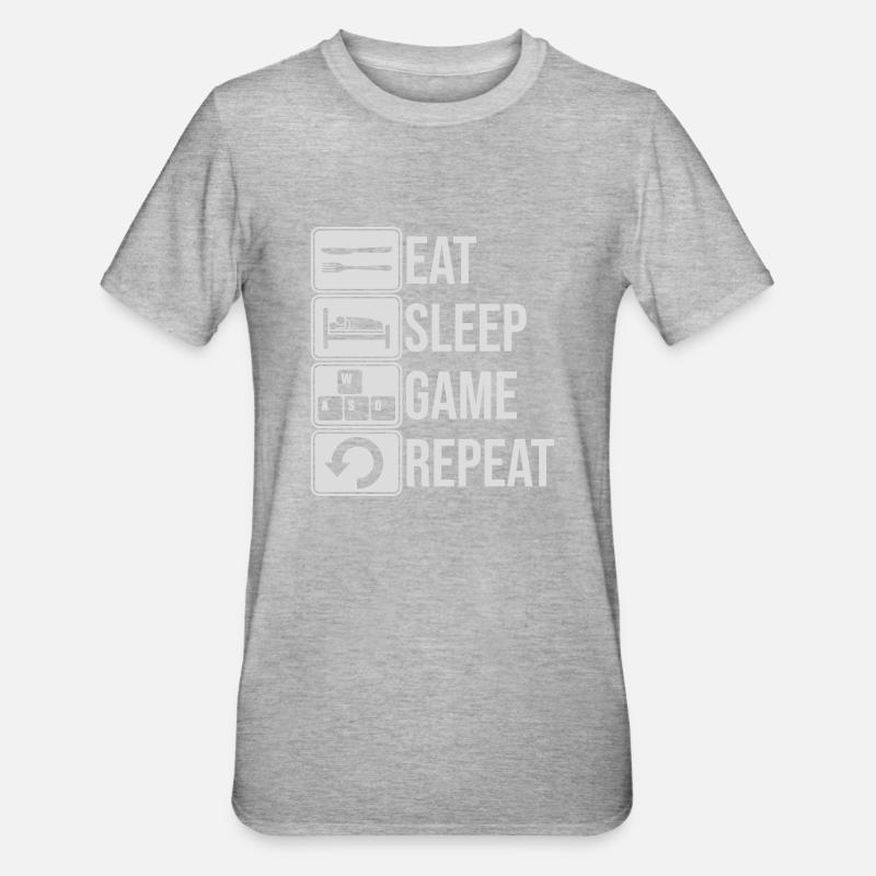 Eat Sleep Game Repeat - Unisex Polycotton T-Shirt - heather grey