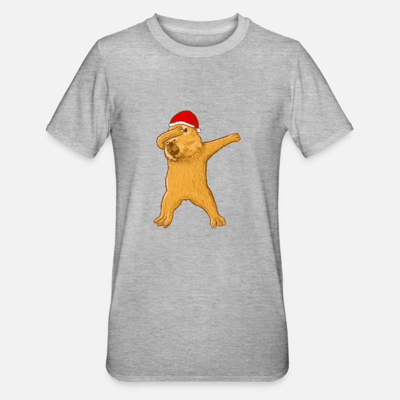 Noël Capybara - T-shirt polycoton Unisexe - gris chiné